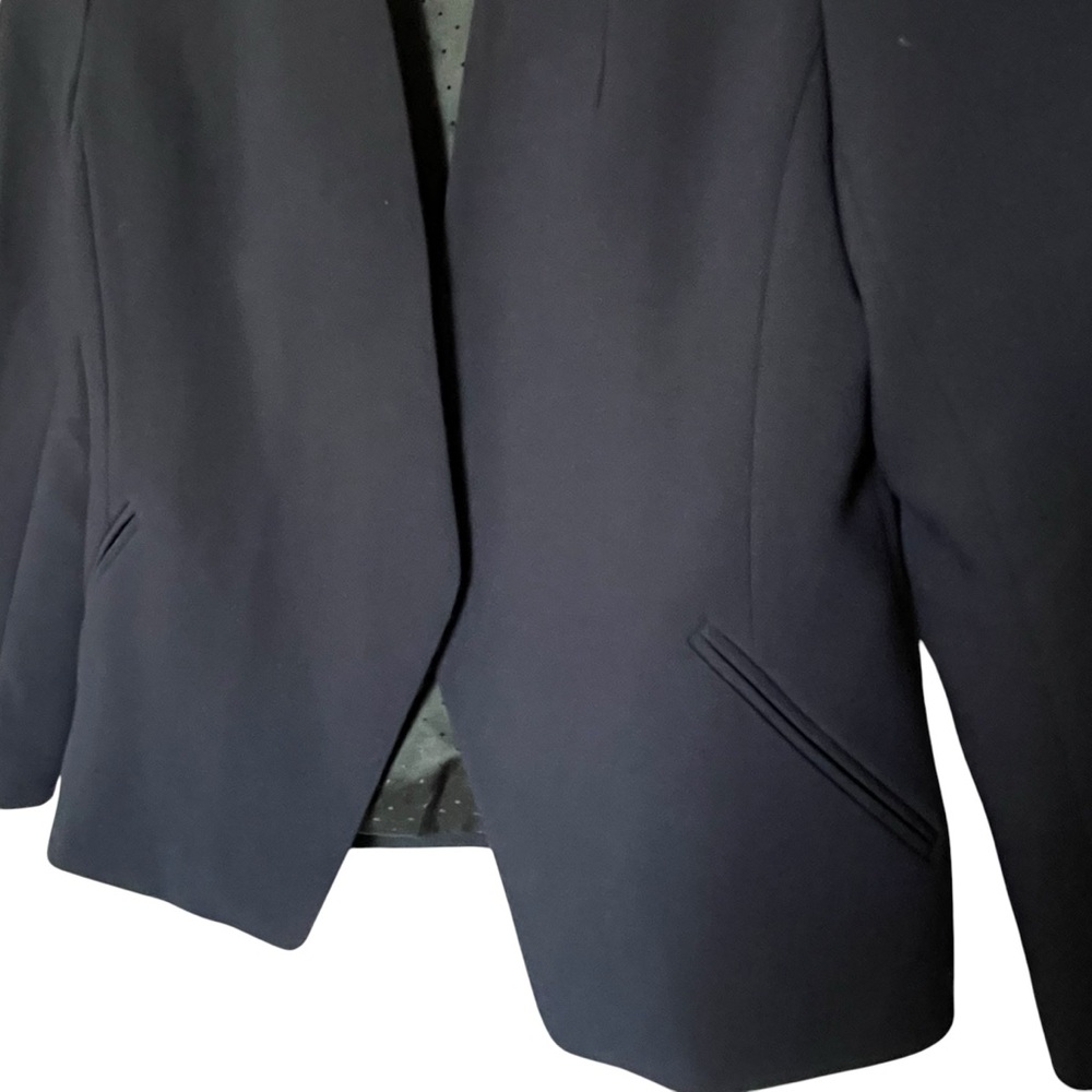 Banana Republic Navy Blazer Collarless Open Front Fitted Size 6 - Picture 5 of 11